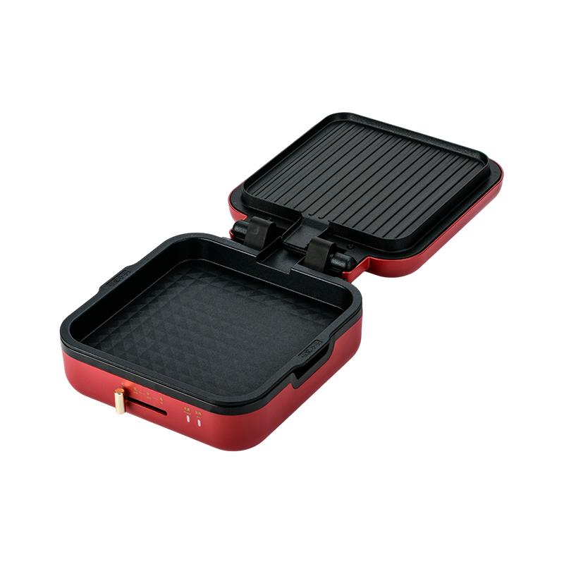 BJX-S017 24x24cm Izgaralı Izgara Tavası (Sıcaklık Kontrol + Ahşap Damar Saplı)