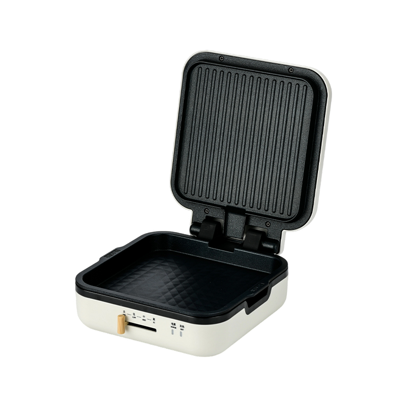 BJX-S017 24x24cm Izgaralı Izgara Tavası (Sıcaklık Kontrol + Ahşap Damar Saplı)