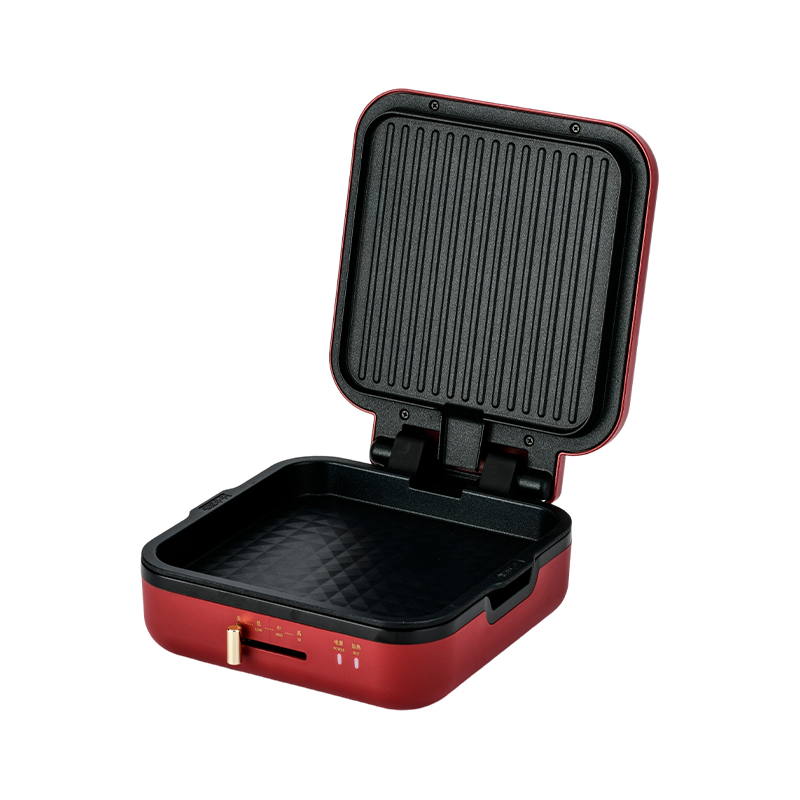 BJX-S017 24x24cm Izgaralı Izgara Tavası (Sıcaklık Kontrol + Ahşap Damar Saplı)