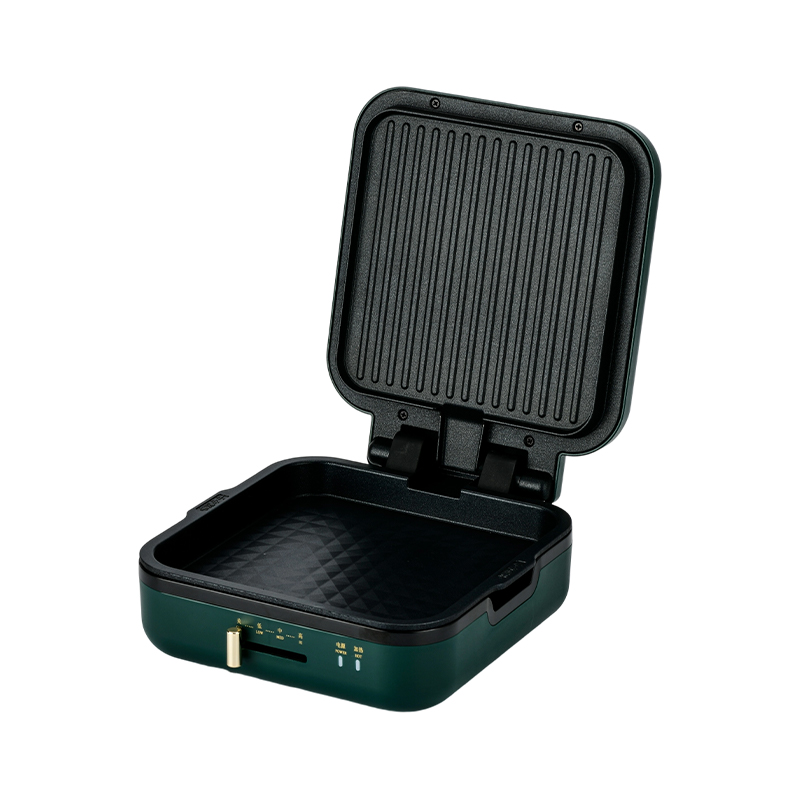 BJX-S017 24x24cm Izgaralı Izgara Tavası (Sıcaklık Kontrol + Ahşap Damar Saplı)