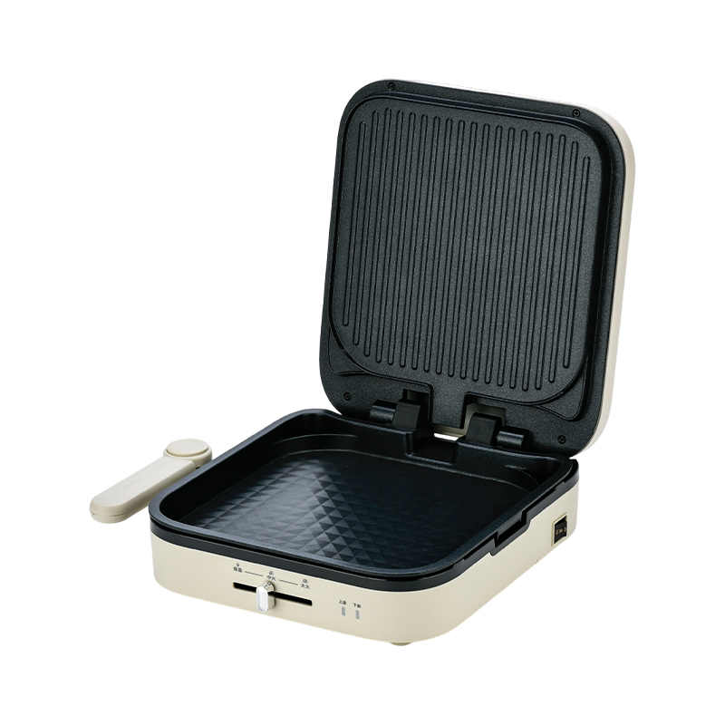 BJX-S023 28x28cm Büyük Tabak Sıcaklık Kontrollü Panini ve Izgara Makinesi